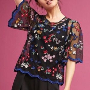 Anthropologie Maeve | Meadows Embroidered Top L